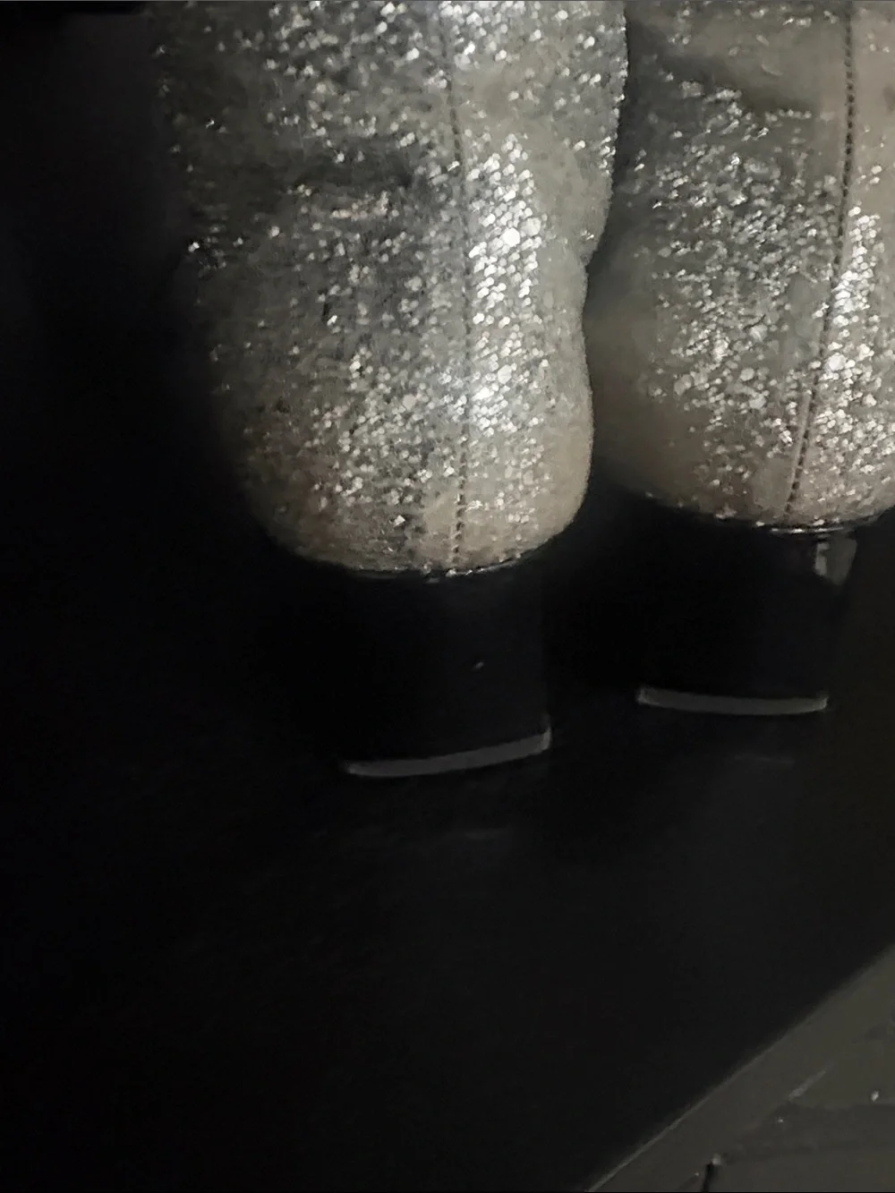 CHANEL AW 2017 Iconic Silver Glitter Black Patent Leather Boot